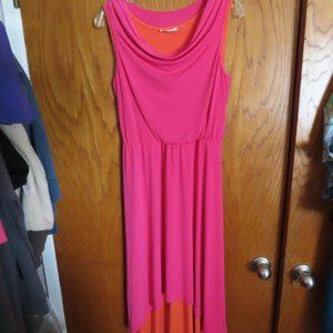 Calvin Klein Pink & Orange hi-low dress